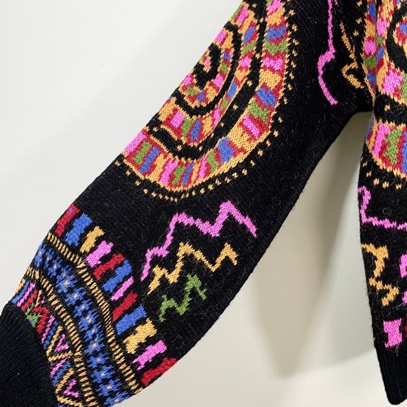 NWT! FARM RIO Mixed Scarves Black Sweater M - Picture 6 of 16